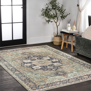 Maris Ornate Medallion Washable Area Rug